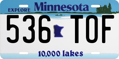MN license plate 536TOF