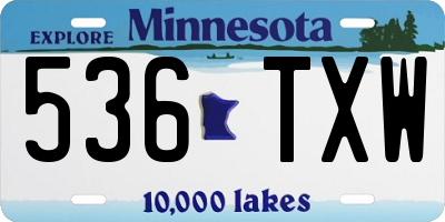 MN license plate 536TXW
