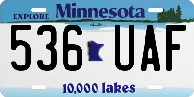 MN license plate 536UAF