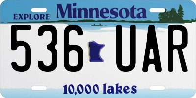 MN license plate 536UAR
