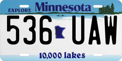 MN license plate 536UAW