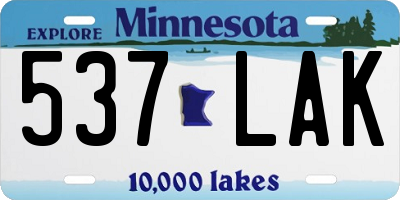 MN license plate 537LAK
