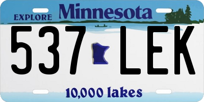 MN license plate 537LEK