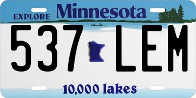 MN license plate 537LEM
