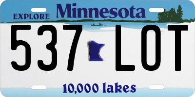 MN license plate 537LOT