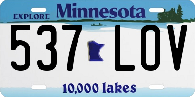 MN license plate 537LOV