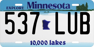 MN license plate 537LUB