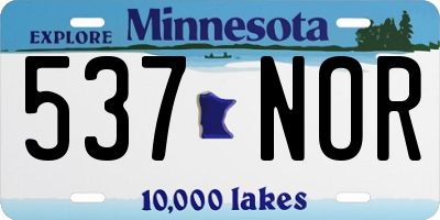 MN license plate 537NOR