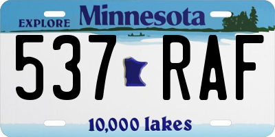 MN license plate 537RAF