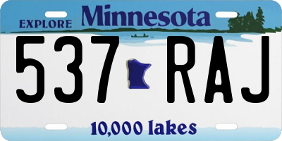 MN license plate 537RAJ