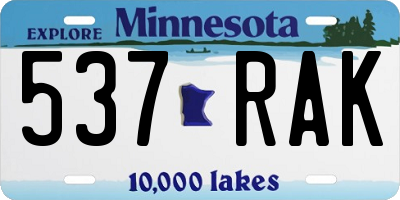 MN license plate 537RAK