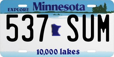 MN license plate 537SUM