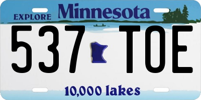 MN license plate 537TOE