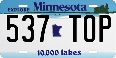MN license plate 537TOP