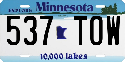 MN license plate 537TOW