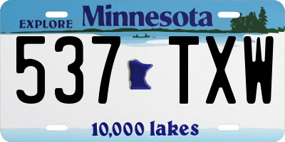 MN license plate 537TXW