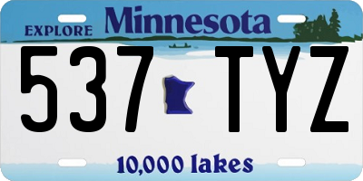 MN license plate 537TYZ