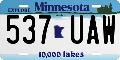 MN license plate 537UAW