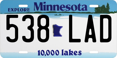 MN license plate 538LAD