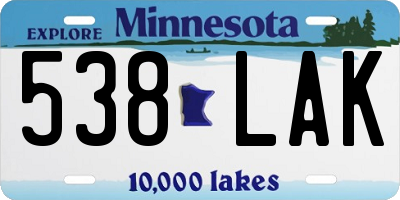 MN license plate 538LAK