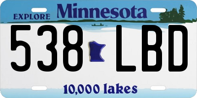 MN license plate 538LBD