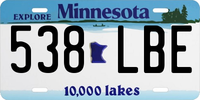 MN license plate 538LBE