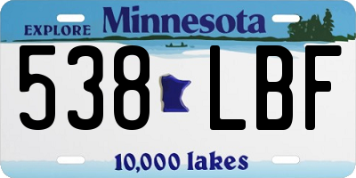 MN license plate 538LBF