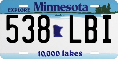 MN license plate 538LBI