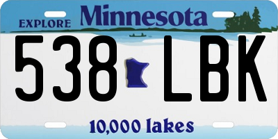 MN license plate 538LBK