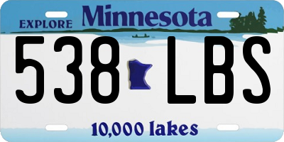 MN license plate 538LBS