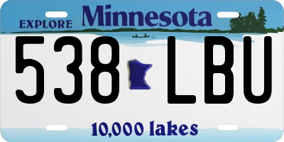 MN license plate 538LBU