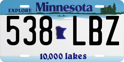 MN license plate 538LBZ