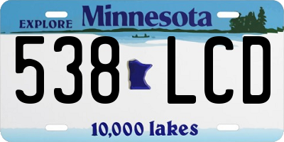 MN license plate 538LCD