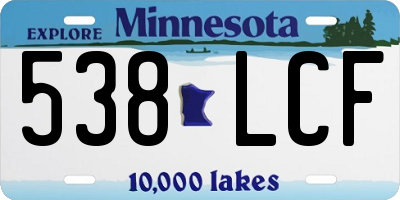 MN license plate 538LCF