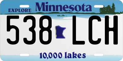 MN license plate 538LCH