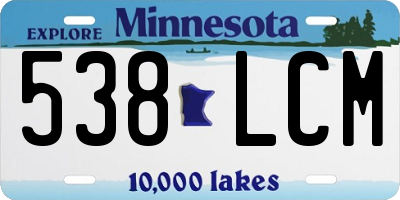 MN license plate 538LCM