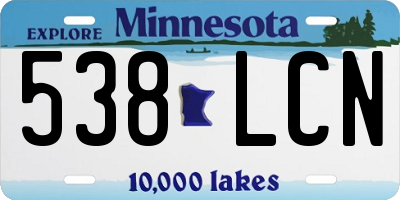 MN license plate 538LCN