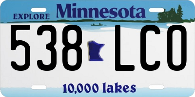 MN license plate 538LCO