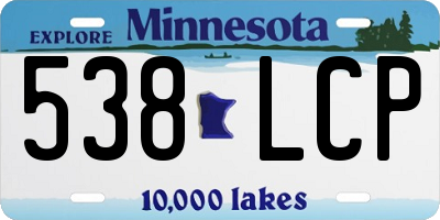 MN license plate 538LCP