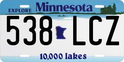MN license plate 538LCZ