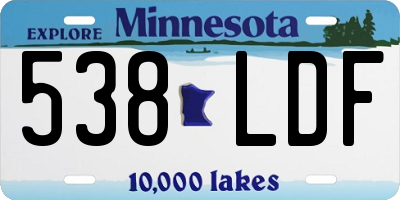 MN license plate 538LDF