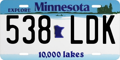 MN license plate 538LDK
