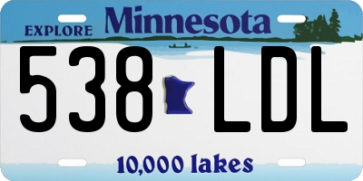 MN license plate 538LDL