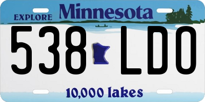 MN license plate 538LDO