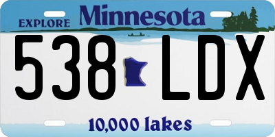 MN license plate 538LDX