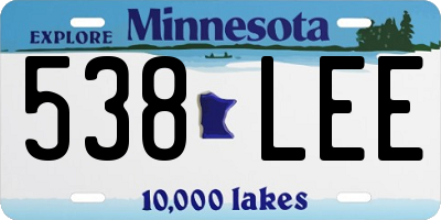 MN license plate 538LEE