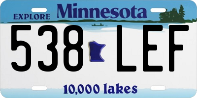 MN license plate 538LEF