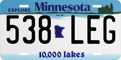 MN license plate 538LEG