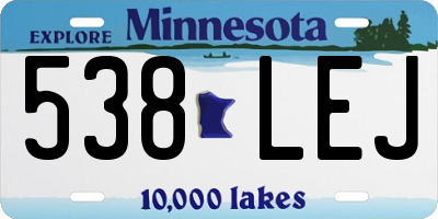 MN license plate 538LEJ