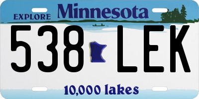 MN license plate 538LEK